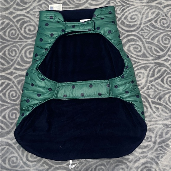 Dog Puffer Jacket in Green with Navy Polka Dots by Top Paw XL NWT - Picture 3 of 9